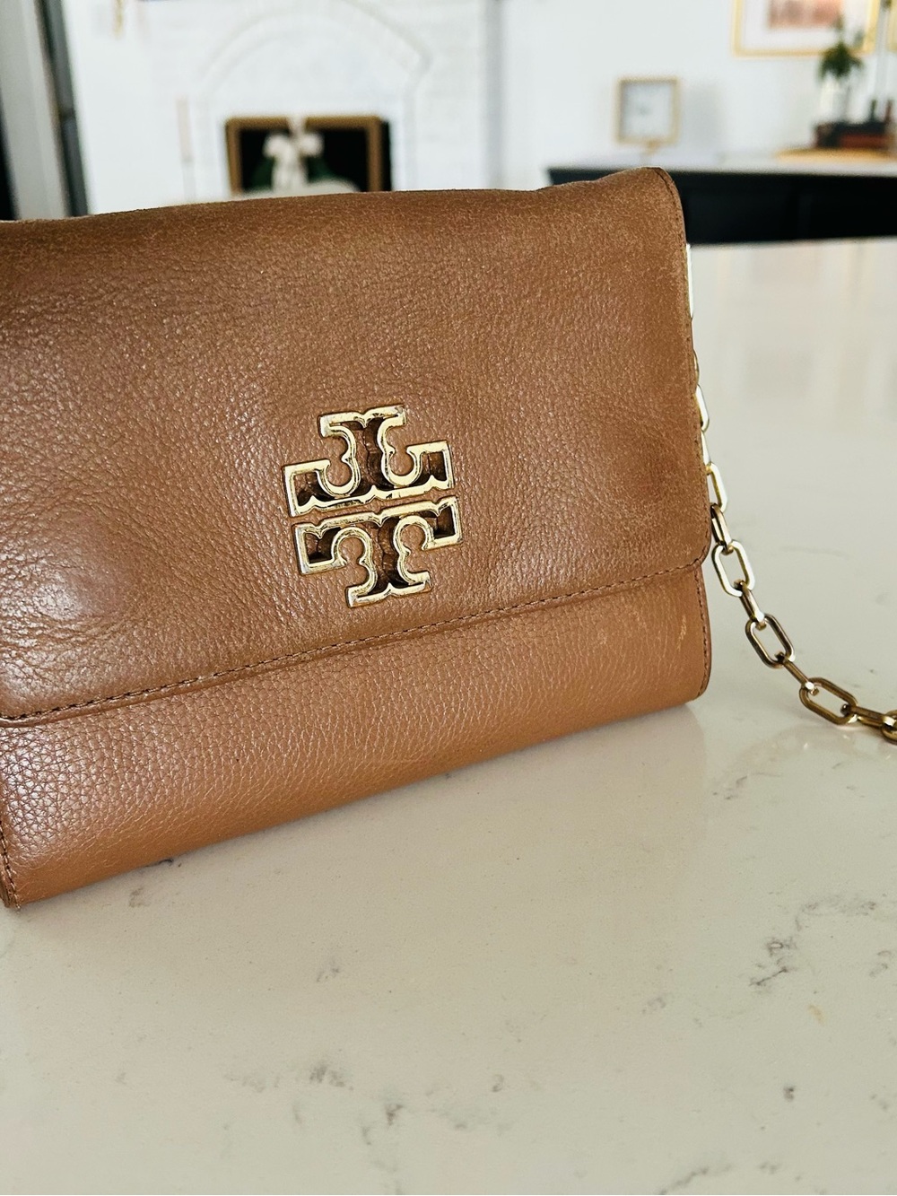 Tory Burch Tan Leather Crossbody with Logo Plaque - Picture 3 of 13